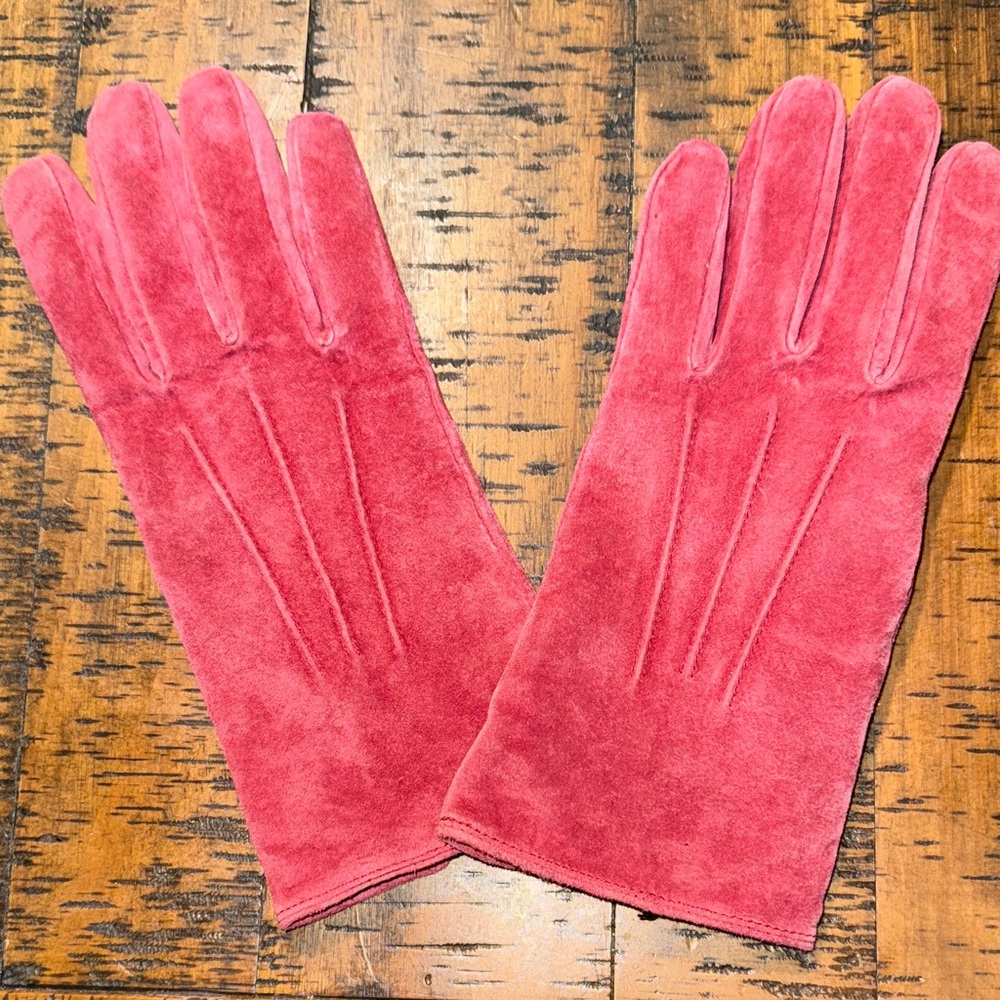 Elegant Pink Suede Gloves Y2K